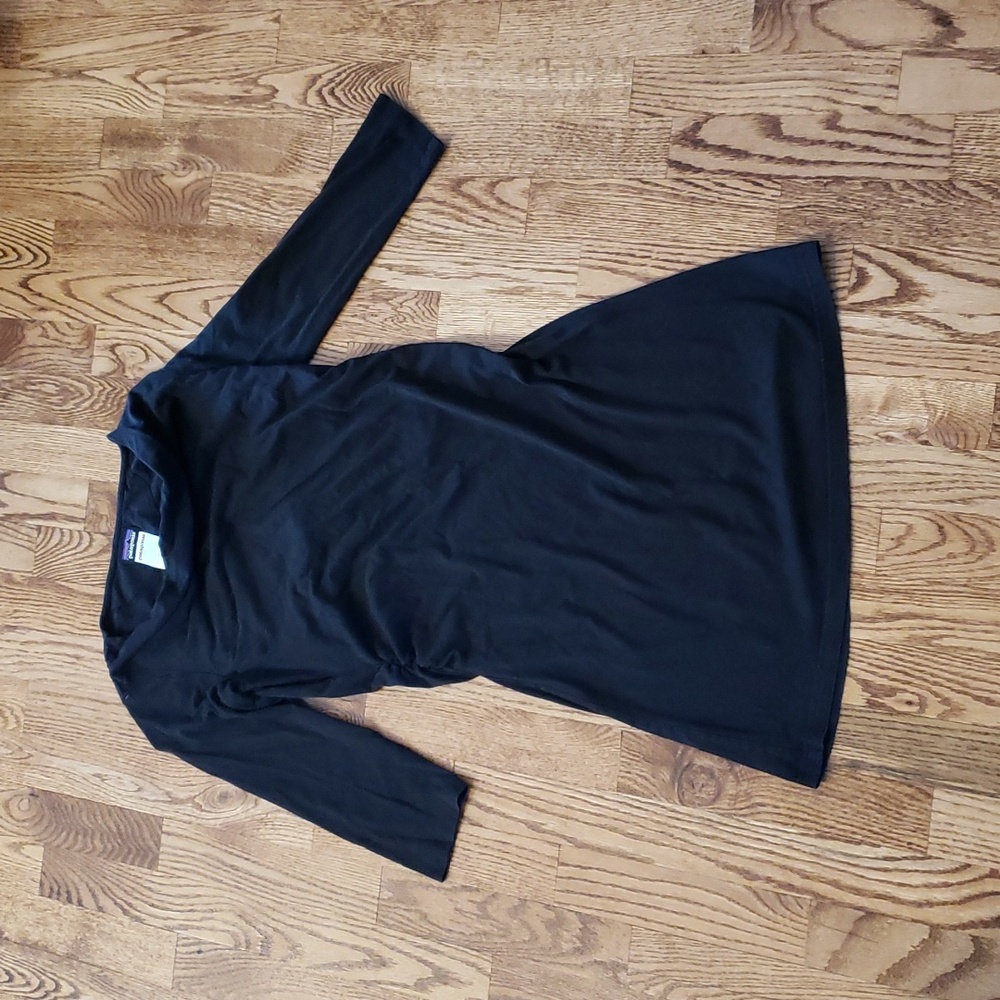 (S) Patagonia Commonthreads Partnership Slim Fit Ruches Cowl Neck Dress